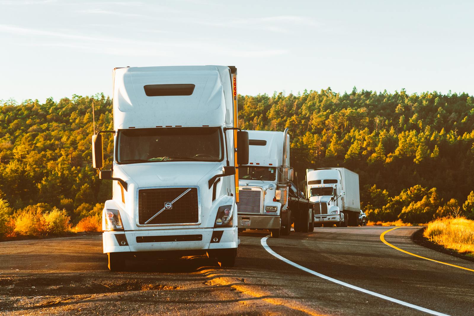 Trucks moving on the highway